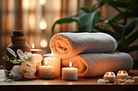Candles towel lighting spa. AI generated Image by rawpixel.