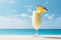 Pina colada pineapple cocktail outdoors. AI generated Image by rawpixel.