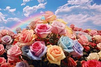 Roses sky outdoors rainbow. AI generated Image by rawpixel.
