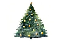 Christmas tree watercolor plant white background illuminated. AI generated Image by rawpixel.