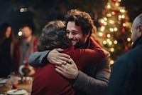 Friend arriving christmas hugging giving. AI generated Image by rawpixel.