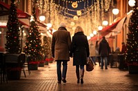 Mature married couple christmas walking adult. AI generated Image by rawpixel.