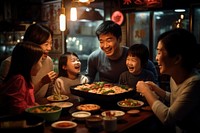 Korean family food restaurant laughing. AI generated Image by rawpixel.