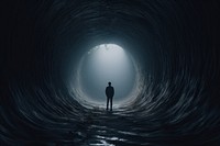 Dark tunnel standing motion nature. AI generated Image by rawpixel.