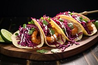 Shrimp tacos plate food vegetable. AI generated Image by rawpixel.