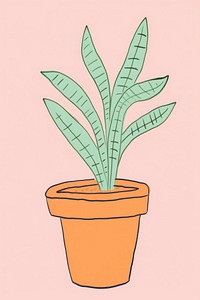 Houseplant drawing leaf flowerpot. AI generated Image by rawpixel.