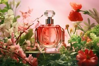 Perfume bottle cosmetics flower pink. 