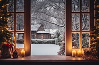 Christmas vibes window windowsill house. AI generated Image by rawpixel.