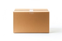 Hand holding box cardboard carton white background. AI generated Image by rawpixel.