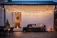 House decorated christmas outdoors lighting. AI generated Image by rawpixel.