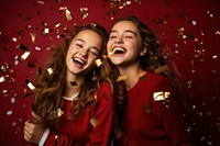 Christmas laughing confetti smile. AI generated Image by rawpixel.