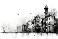 City sketch drawing architecture. AI generated Image by rawpixel.