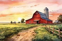 Red barn architecture building outdoors. AI generated Image by rawpixel.