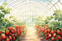 Strawberry field inside greenhouse nature garden plant. AI generated Image by rawpixel.