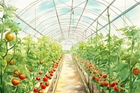 Tomato field inside greenhouse gardening outdoors nature. AI generated Image by rawpixel.