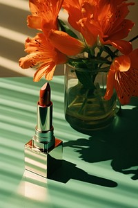 Lipstic flower cosmetics table. 