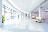 Bright Modern Hospital Hall architecture building corridor. AI generated Image by rawpixel.