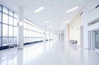 Bright Modern Hospital Hall architecture corridor hospital. AI generated Image by rawpixel.