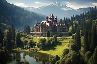 Palace architecture building outdoors. AI generated Image by rawpixel.
