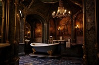 Palace chandelier bathroom bathtub. AI generated Image by rawpixel.