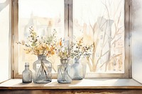 Home decoration window windowsill painting. AI generated Image by rawpixel.