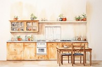 Kitchen room architecture furniture table. AI generated Image by rawpixel.