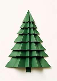 Green chrismas tree paper origami white background. AI generated Image by rawpixel.