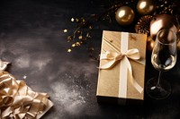 New Year gift box champagne. AI generated Image by rawpixel.