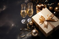New Year gift champagne glass. AI generated Image by rawpixel.