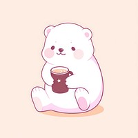 Polar bear drinking cocoa mammal cup mug. AI generated Image by rawpixel.