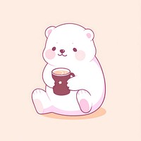 Polar bear drinking cocoa mammal cup mug. 