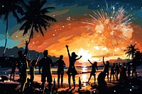 New year beach outdoors summer. AI generated Image by rawpixel.