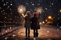 New years friends outdoors winter. AI generated Image by rawpixel.