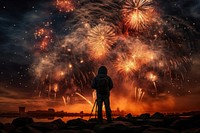 New Year fireworks celebration standing. AI generated Image by rawpixel.