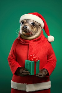 Christmas Seal in Santa costume. AI generated Image by rawpixel.