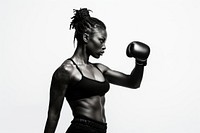 Black woman practicing boxing adult determination bodybuilding. AI generated Image by rawpixel.