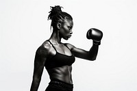 Black woman practicing boxing adult determination bodybuilding. 