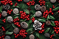 Christmas pattern backgrounds plant fruit. AI generated Image by rawpixel.