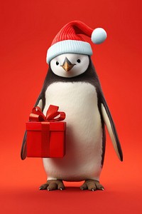 Penguin holding Christmas gift. AI generated Image by rawpixel.