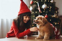 Christmas tree dog mammal animal. AI generated Image by rawpixel.