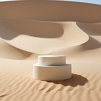 Empty white podium sand outdoors desert. AI generated Image by rawpixel.