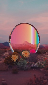 Rainbow flower outdoors nature. AI generated Image by rawpixel.