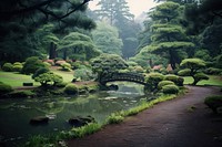 Japanese garden landscape outdoors woodland. AI generated Image by rawpixel.
