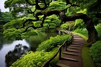 Japanese garden landscape outdoors nature. AI generated Image by rawpixel.
