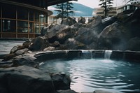 Onsen hot springs architecture outdoors nature. AI generated Image by rawpixel.