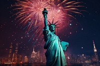 PNG Fireworks statue night city. AI generated Image by rawpixel.