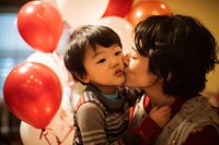 Birthday party kissing balloon adult. AI generated Image by rawpixel.