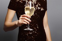 Glass champagne holiday drink. AI generated Image by rawpixel.