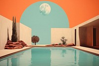 Architecture villa pool tranquility. AI generated Image by rawpixel.