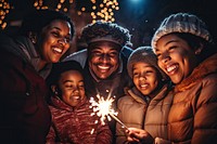 African-American family christmas portrait light. AI generated Image by rawpixel.